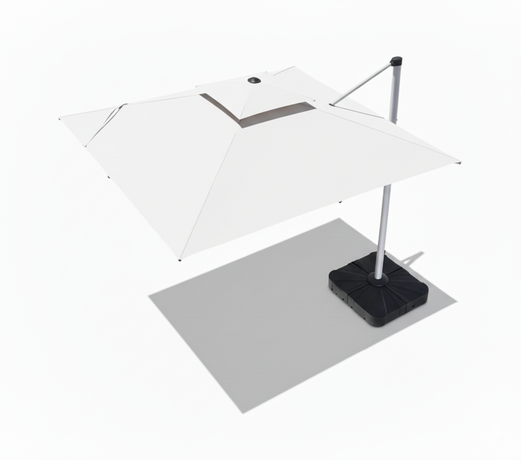 Patio 3x3m Cantilever Outdoor Umbrella with Solar LED Lights - White