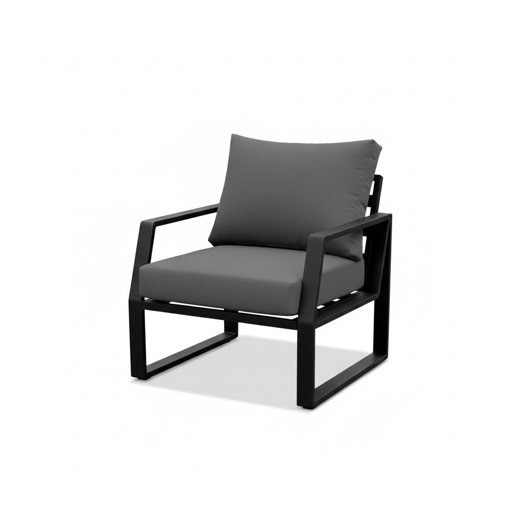 Patio Luxurious 7-Seater Outdoor Sofa Set with Aluminum Frame & Plush Cushions - Black