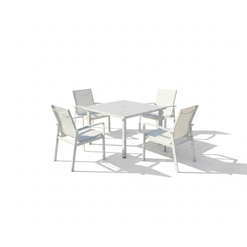Patio Contemporary White Aluminum 4-Seater Outdoor Dining Set