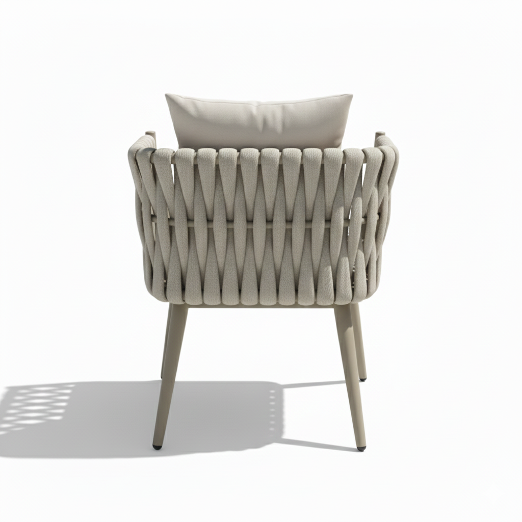 Patio Aluminum & Rope Garden Dining Chair, Khaki