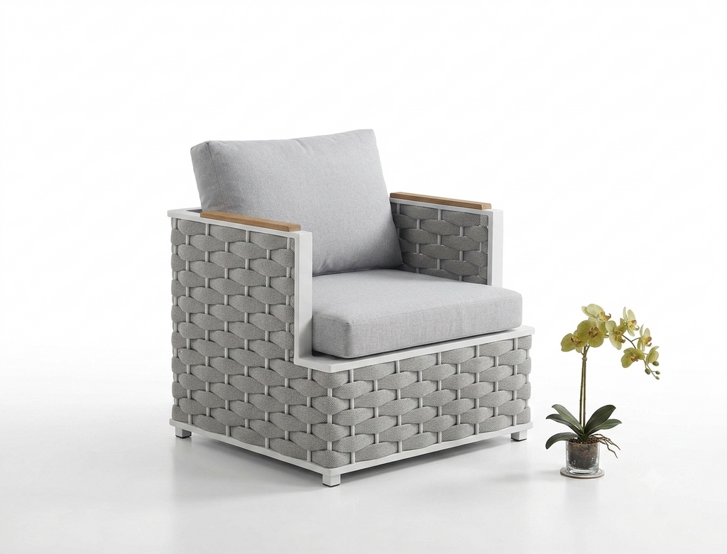 Patio 5-Seater Rope Style Aluminum Sofa Set