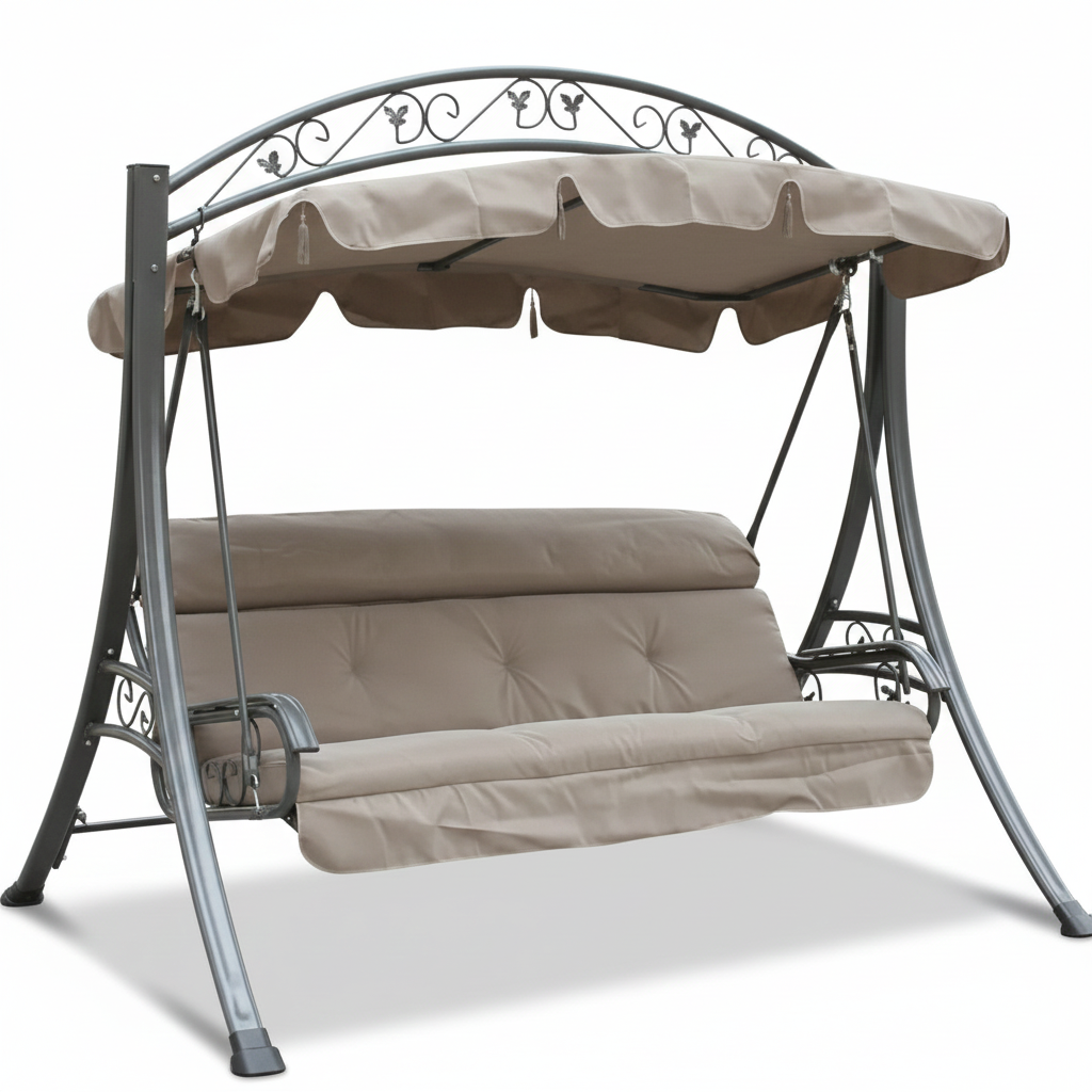 Patio 3-Seater Aluminum Outdoor Swing with Cushion