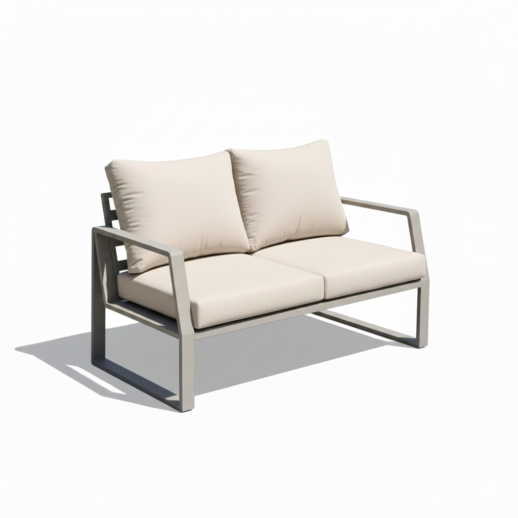 Patio Outdoor Elegance 7-Seater Aluminum Garden Sofa in Khaki