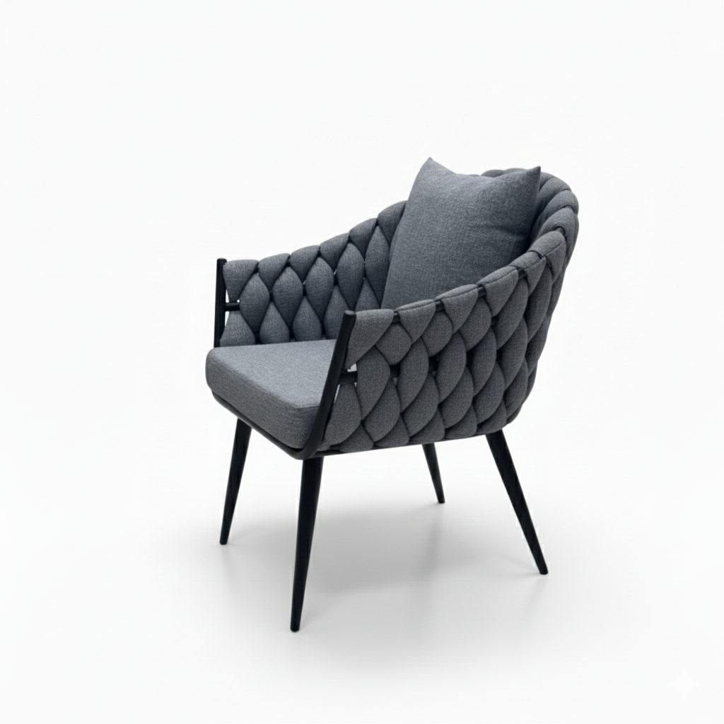 Patio Modern Grey Braided Armchair