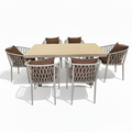 Patio Modern Aluminum WPC Outdoor Dining Set with Cushioned Chairs 6 Seater