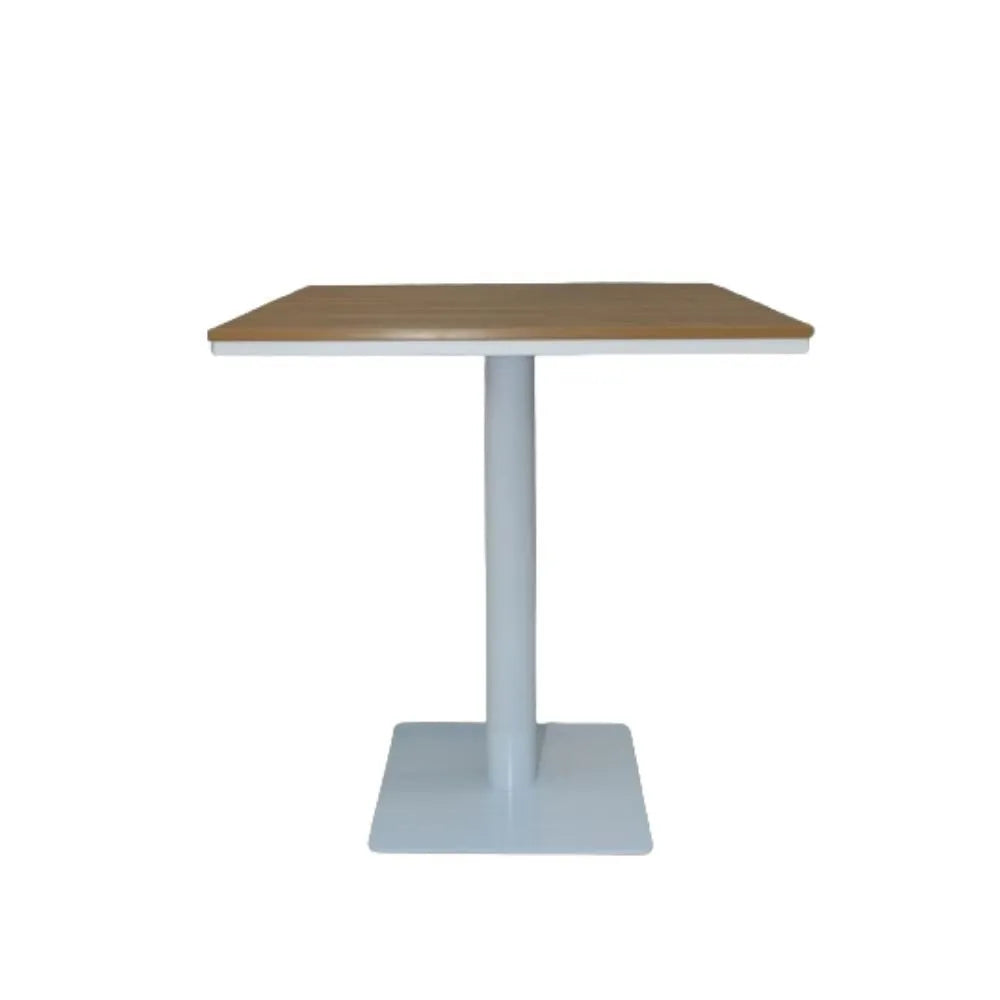 Patio Modern Square Outdoor Bistro Table with a Wood-Look Top and a Single Pedestal Base