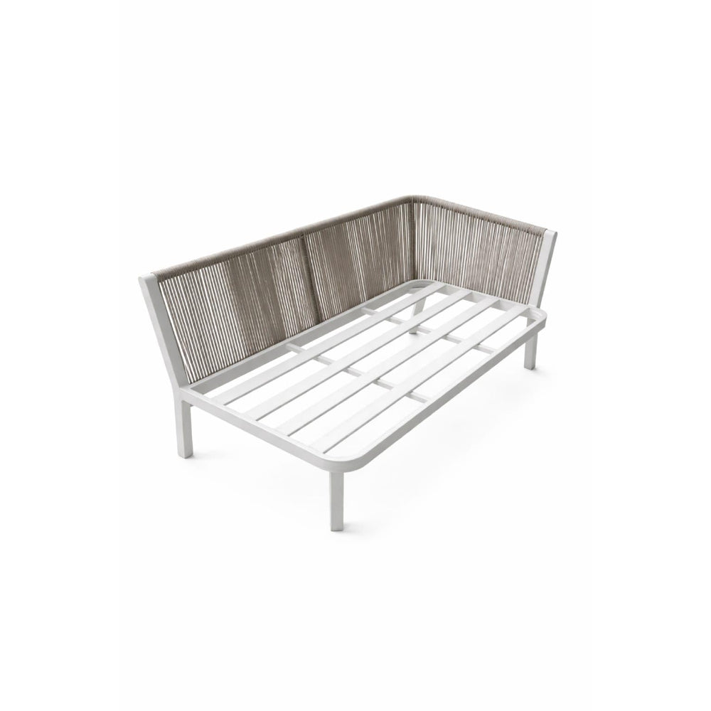 Positano Rope L-Shape Corner Sofa Set with Coffee Table — White Frame, Light Grey Cushions