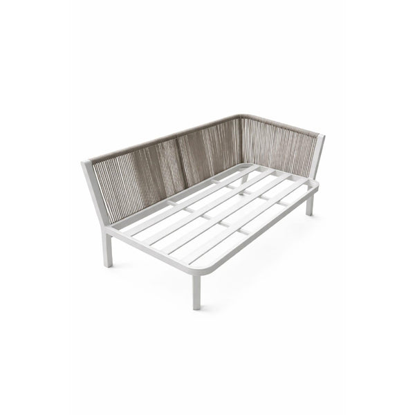 Positano Rope L-Shape Corner Sofa Set with Coffee Table — White Frame, Light Grey Cushions