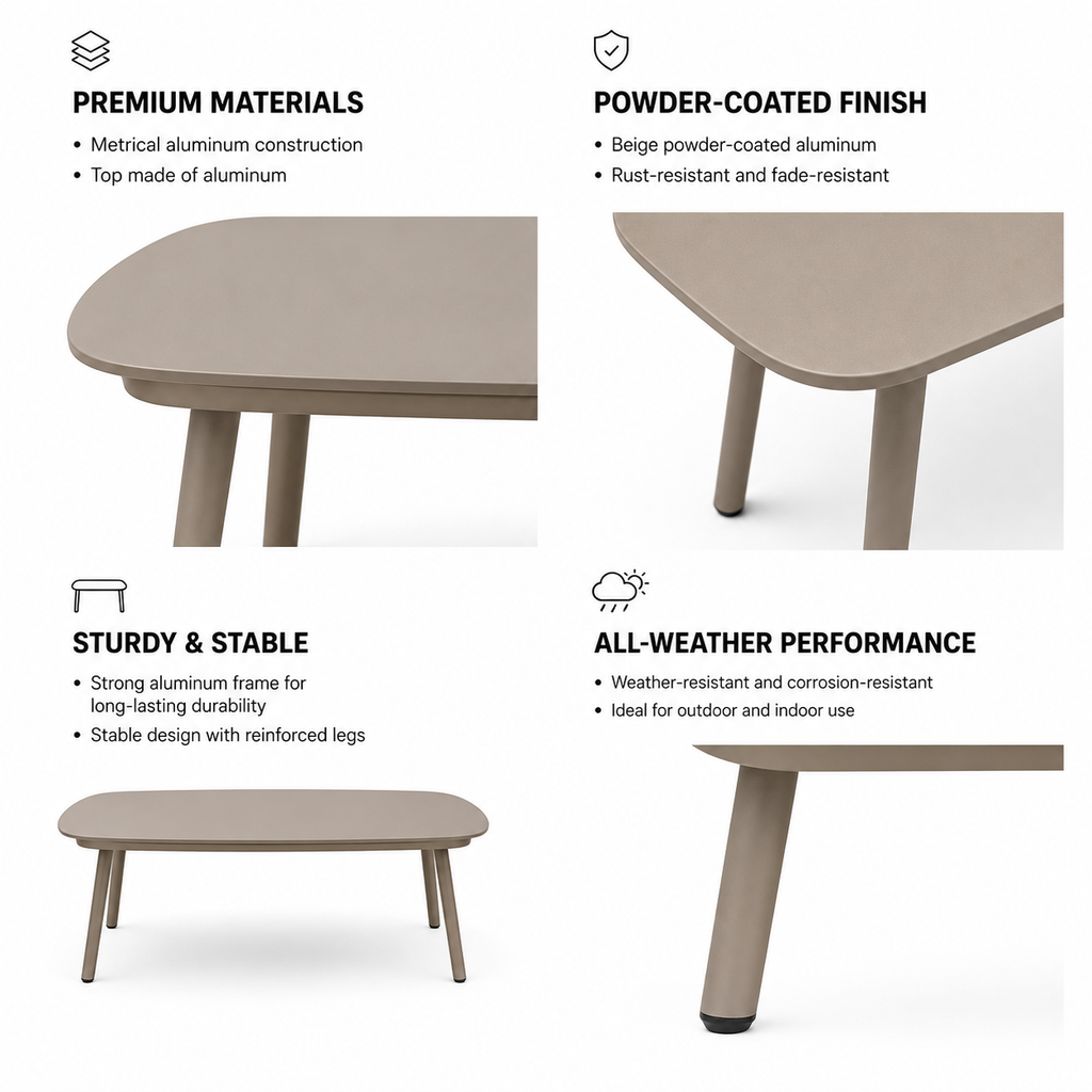 Marbella Coffee Table — Aluminium Outdoor Furniture