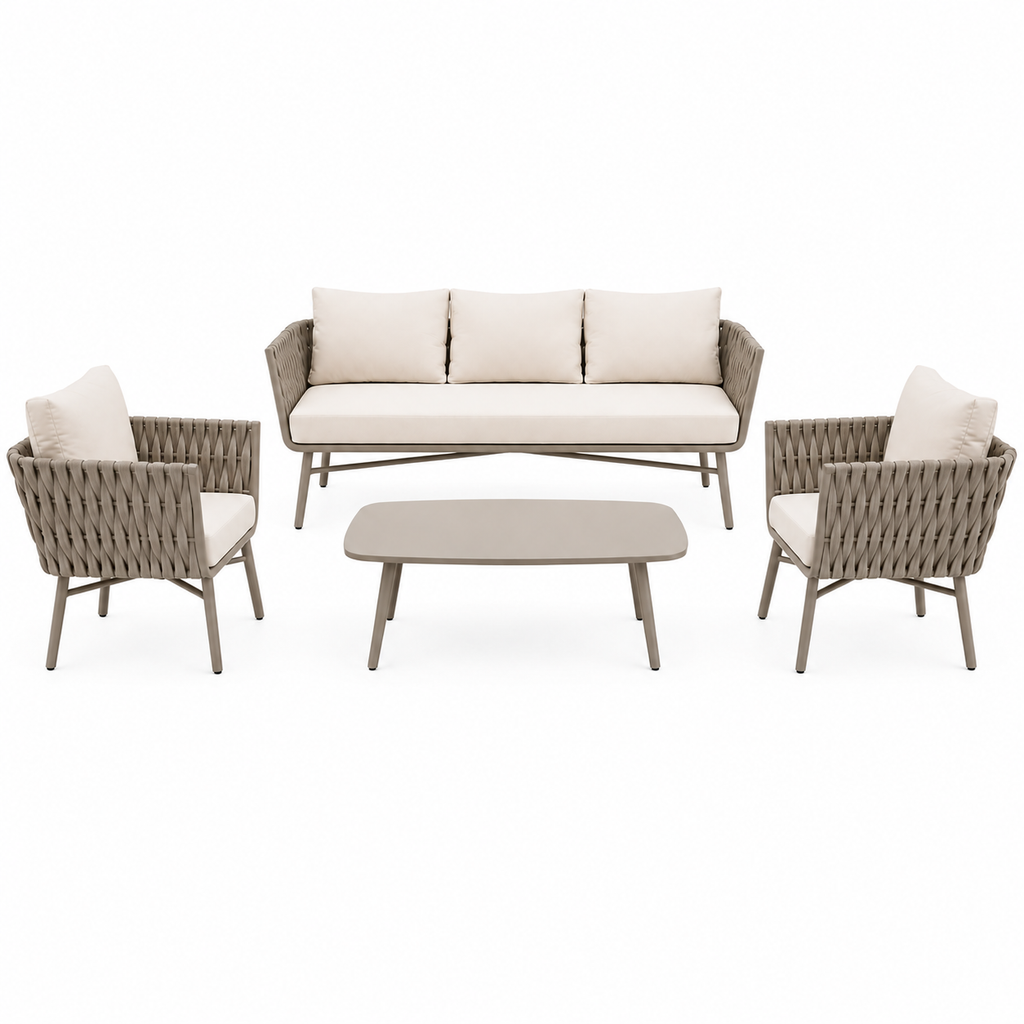 Marbella Rope 5-Seater Sofa Set — Resort Style Outdoor Set with Coffee Table