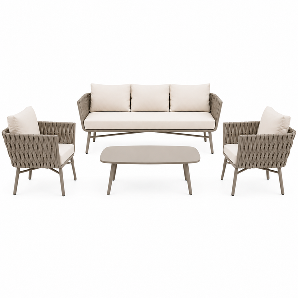 Marbella Rope 5-Seater Sofa Set — Resort Style Outdoor Set with Coffee Table