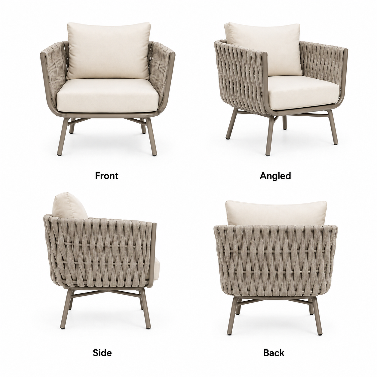 Marbella Rope Armchair — Aluminium Outdoor Sofa, 1-Seater