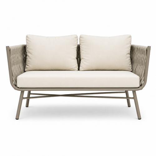 Marbella Rope Loveseat — Aluminium Outdoor Sofa, 2-Seater