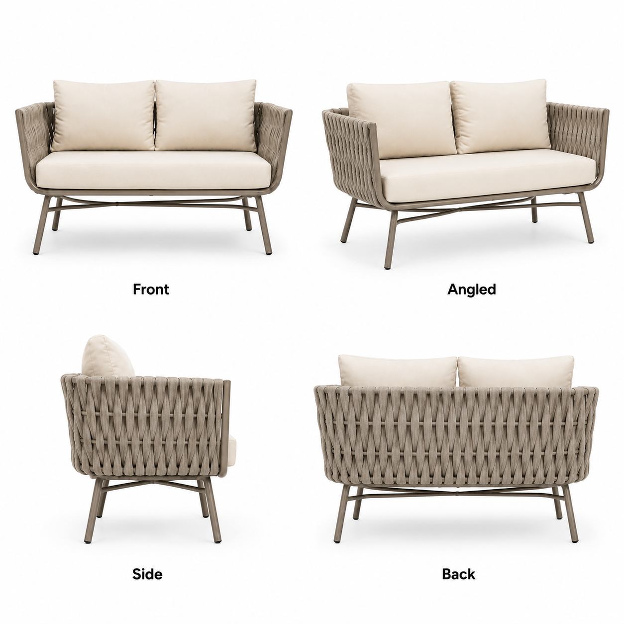 Marbella Rope Loveseat — Aluminium Outdoor Sofa, 2-Seater Secondary image