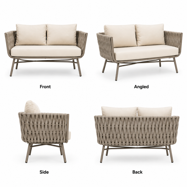 Marbella Rope 5-Seater Sofa Set — Resort Style Outdoor Set with Coffee Table