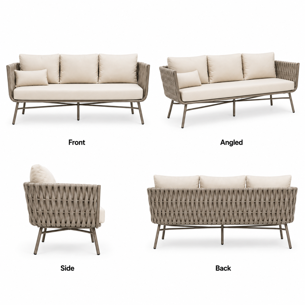 Marbella Rope Sofa — Aluminium Outdoor Sofa, 3-Seater Secondary image