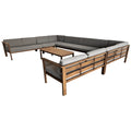Patio Luxury Outdoor U-Shaped Sofa Set Aluminum Frame with Wood-Finish - Weather-Resistant Cushions