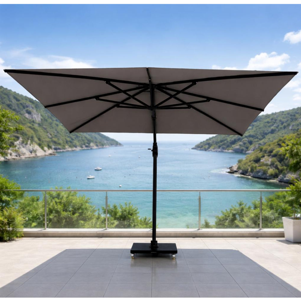Patio 3x3M Outdoor Cantilever Umbrella with Aluminum Frame & Olefin Canopy - Dark Grey
