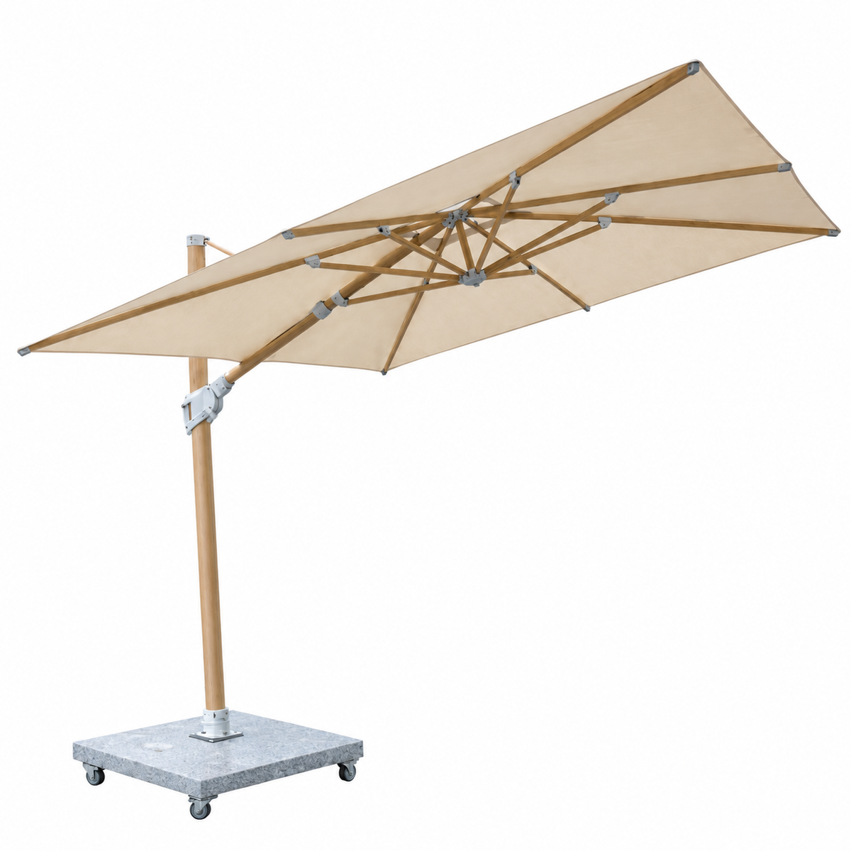 Patio 3x3M Outdoor Cantilever Umbrella with Aluminum Frame & Olefin Canopy - Wooden Finish