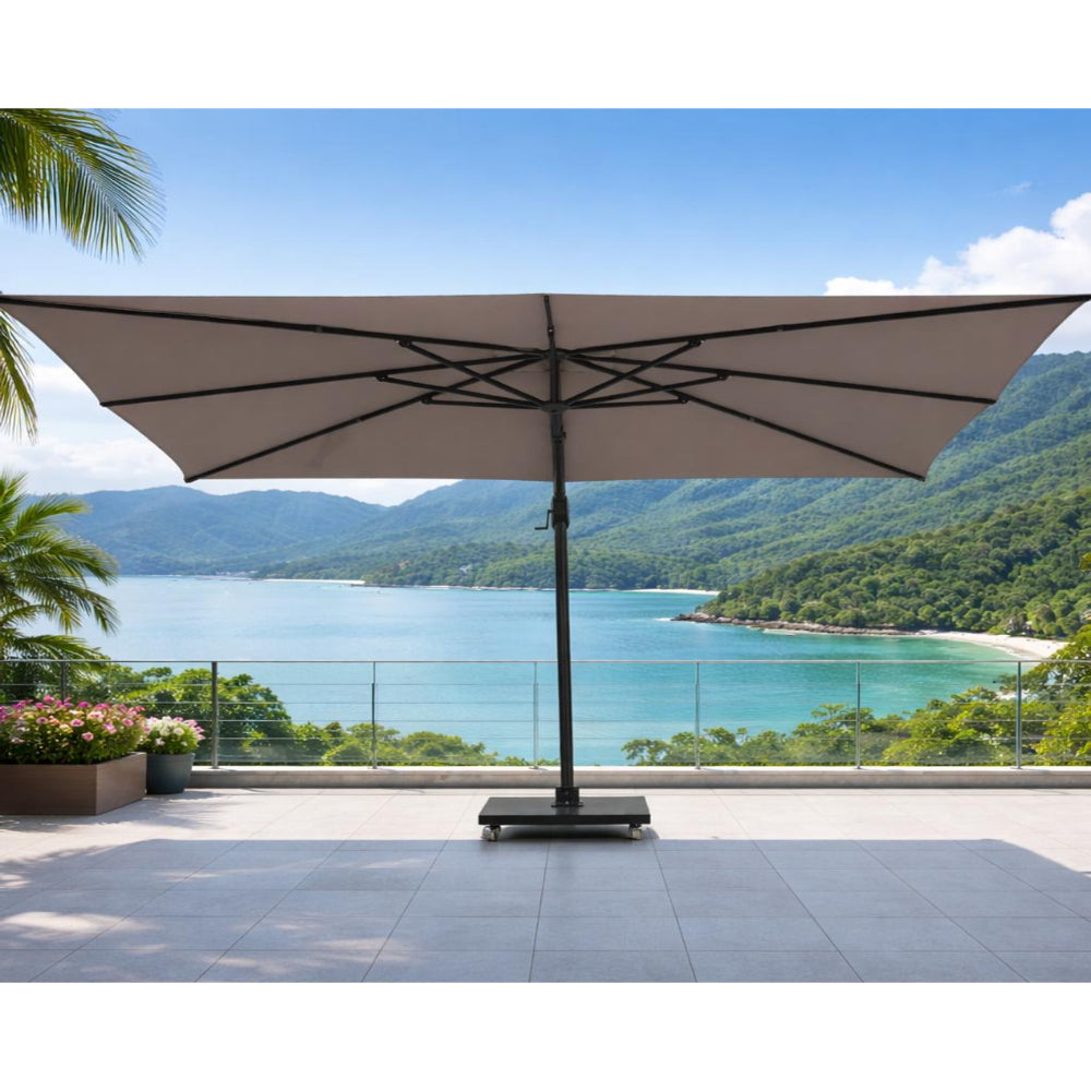 Patio 3x4M Outdoor Cantilever Umbrella with Aluminum Frame & Olefin Canopy - Dark Grey