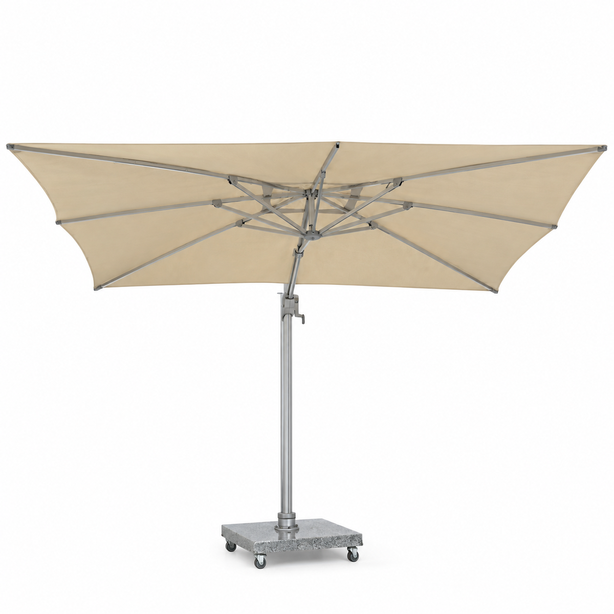 Patio 3x4M Outdoor Cantilever Umbrella with Aluminum Frame & Olefin Canopy - Silver/Beige
