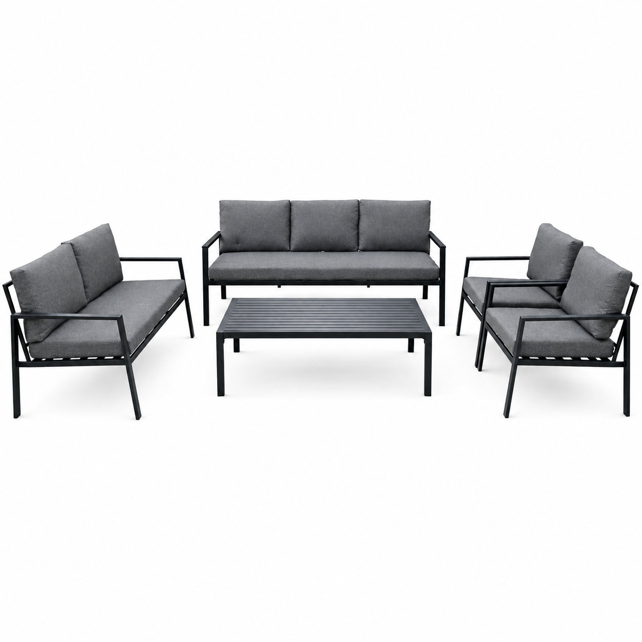Santorini 7-Seater Outdoor Sofa Set with Coffee Table — Dark Grey Metal Frame Main image