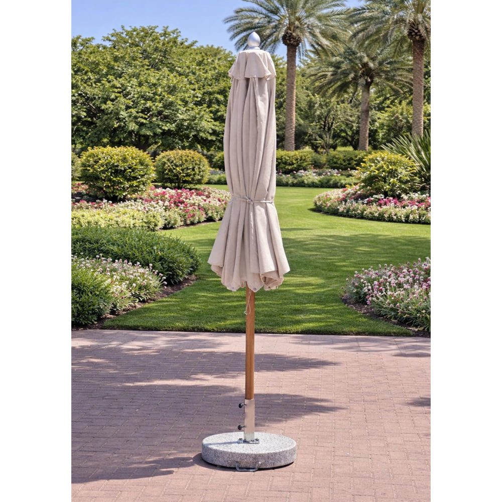 Patio 3M Central Pole Outdoor Umbrella with Aluminum Frame & Fabric Canopy - Wooden/Beige