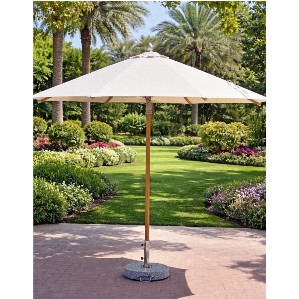 Patio 3M Central Pole Outdoor Umbrella with Aluminum Frame & Fabric Canopy - Wooden/Beige