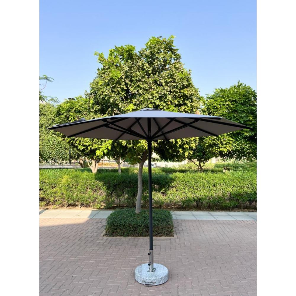 Patio 3M Central Pole Outdoor Umbrella with Aluminum Frame & Fabric Canopy - Dark Grey