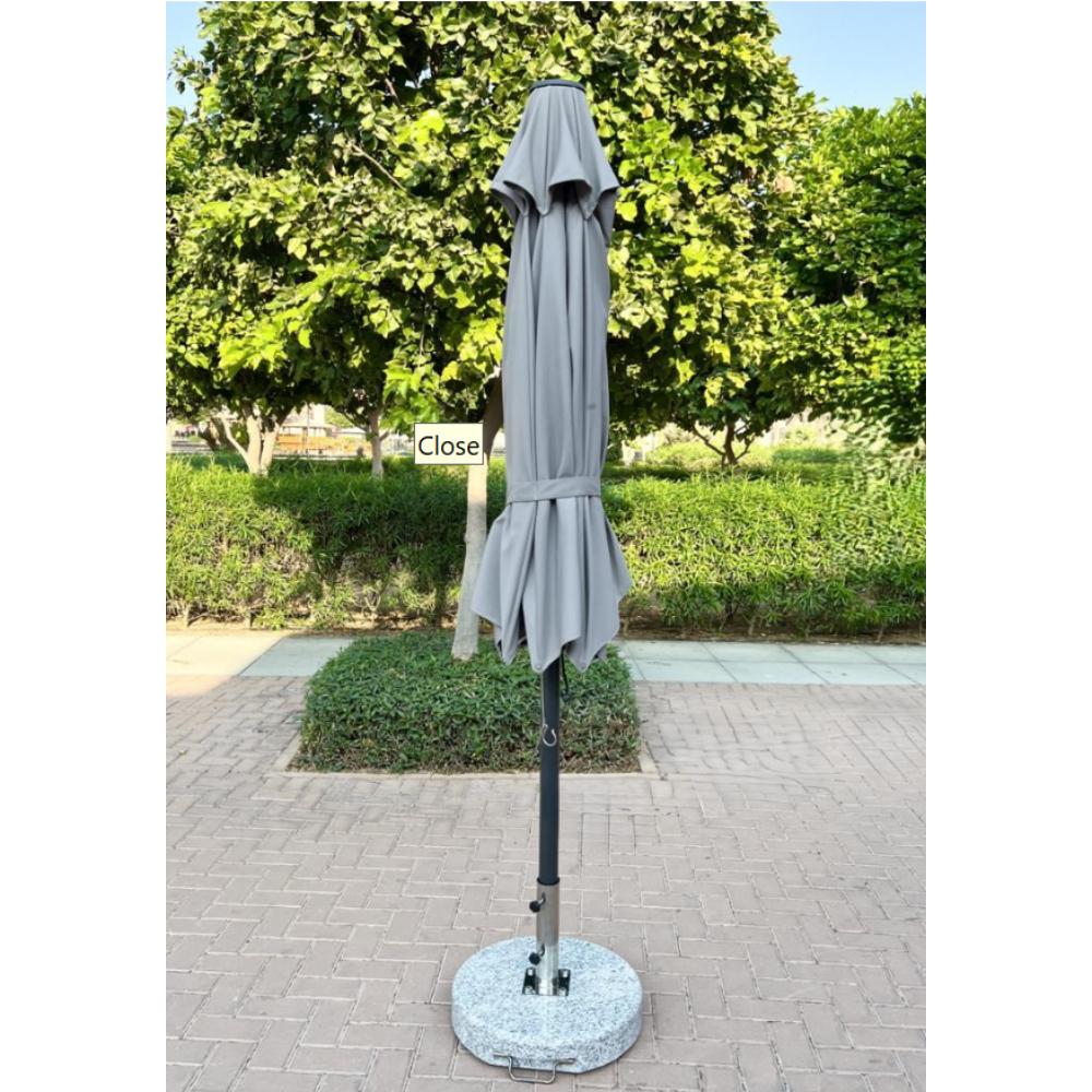 Patio 3M Central Pole Outdoor Umbrella with Aluminum Frame & Fabric Canopy - Dark Grey
