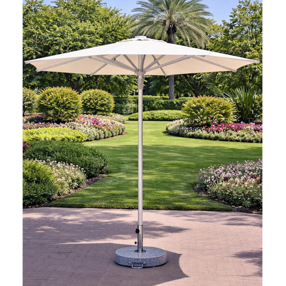 Patio 3M Central Pole Outdoor Umbrella with Aluminum Frame & Fabric Canopy - Silver/Beige