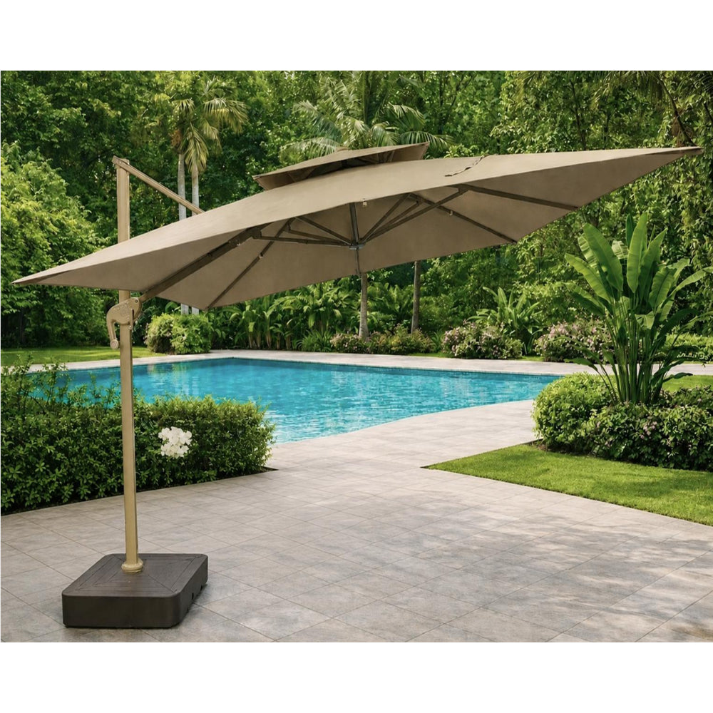 Patio 3x3M Outdoor Cantilever Umbrella with Aluminum Frame & Polyester Canopy - Beige/Khaki