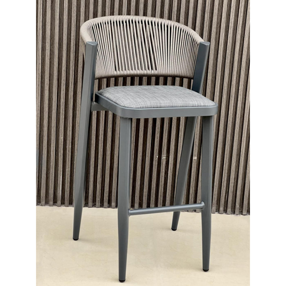 Patio Heystar Outdoor Bar Stool with Rope & Textilene Fabric - Dark Grey