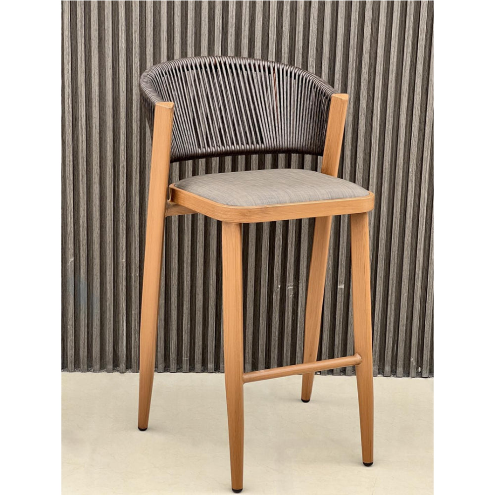 Patio Heystar Outdoor Bar Stool with Rope & Textilene Fabric - Wooden