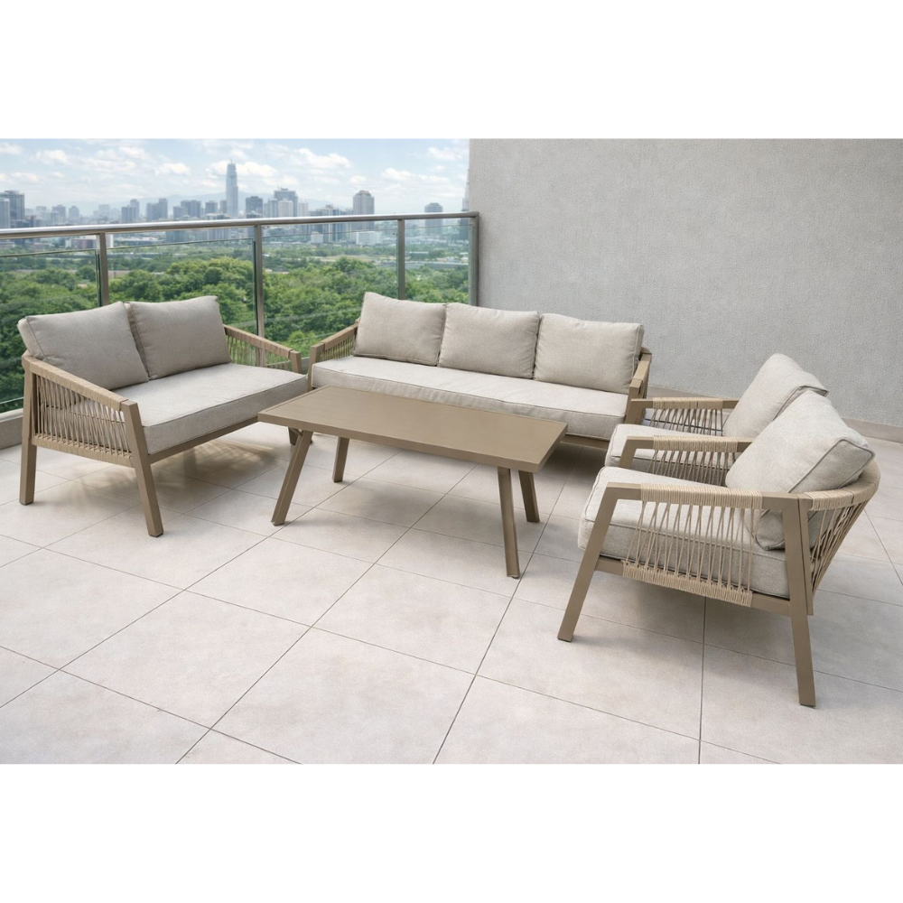 Patio 7-Seater Outdoor Garden Sofa with Weather-Resistant Fabric, Comfy Cushions