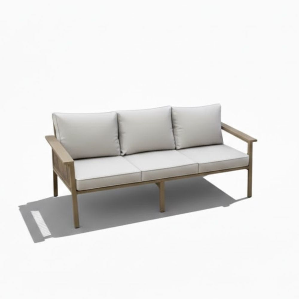 Patio 7-Seater Aluminum Outdoor Sofa Set with Coffee Table, Khaki