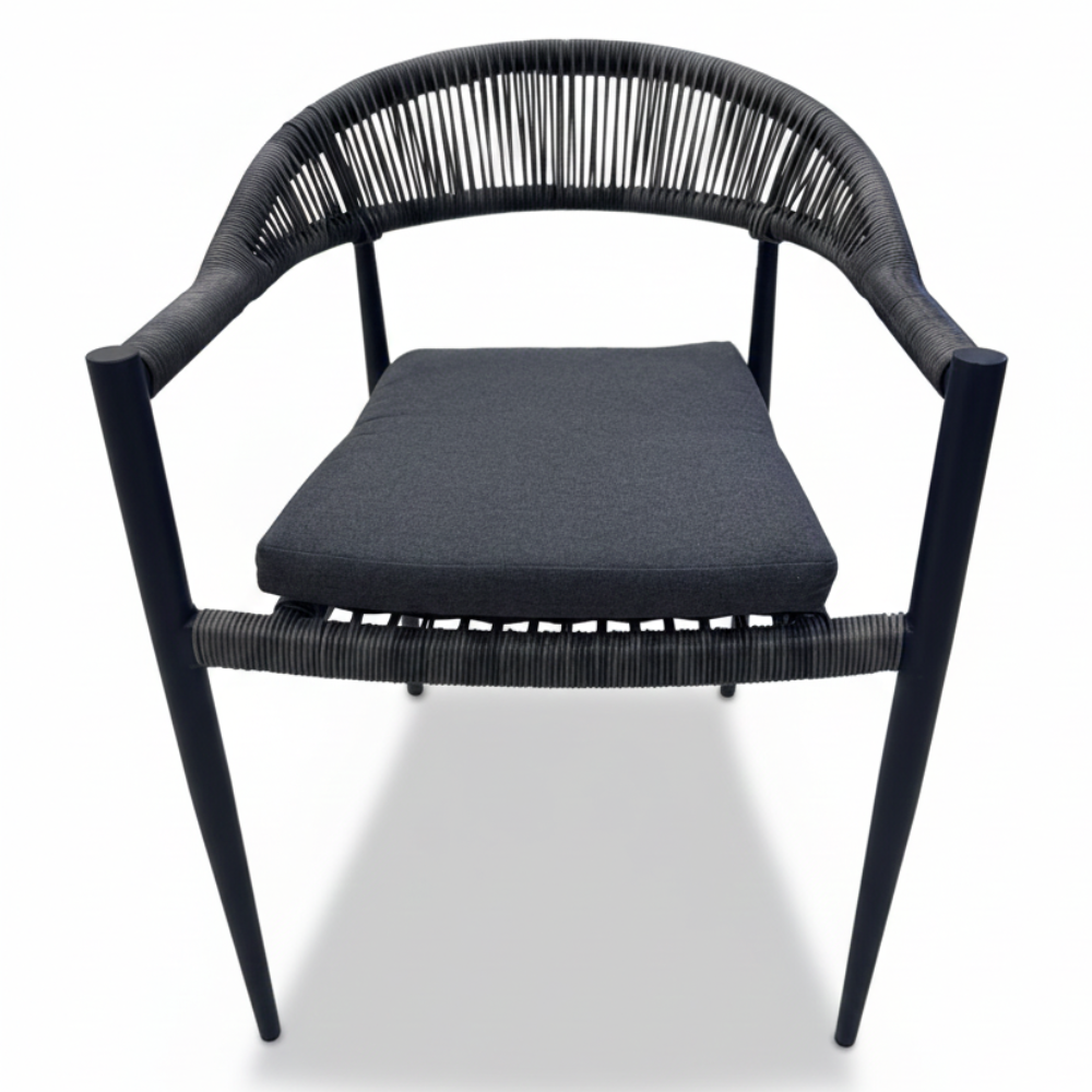 Patio Modern Outdoor Rope Dining Chair Aluminum Frame & Weather-Resistant Cushion