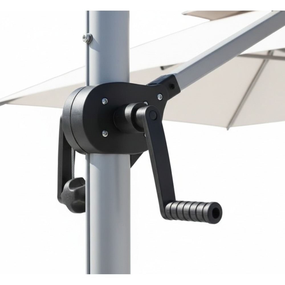 Patio 3x3m Cantilever Outdoor Umbrella with Solar LED Lights - White