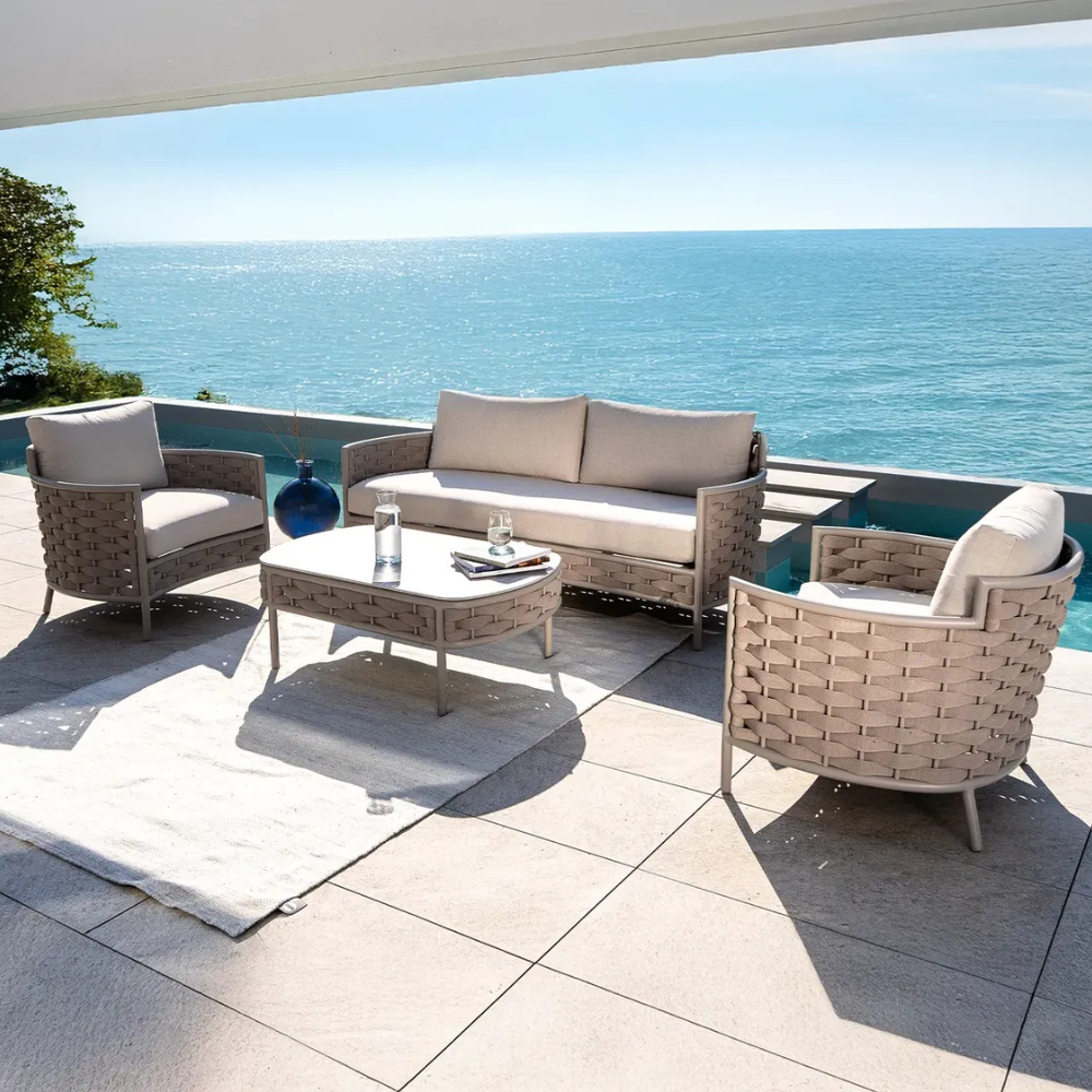 Patio 5-Seater Aluminum Outdoor Sofa Set with Coffee Table