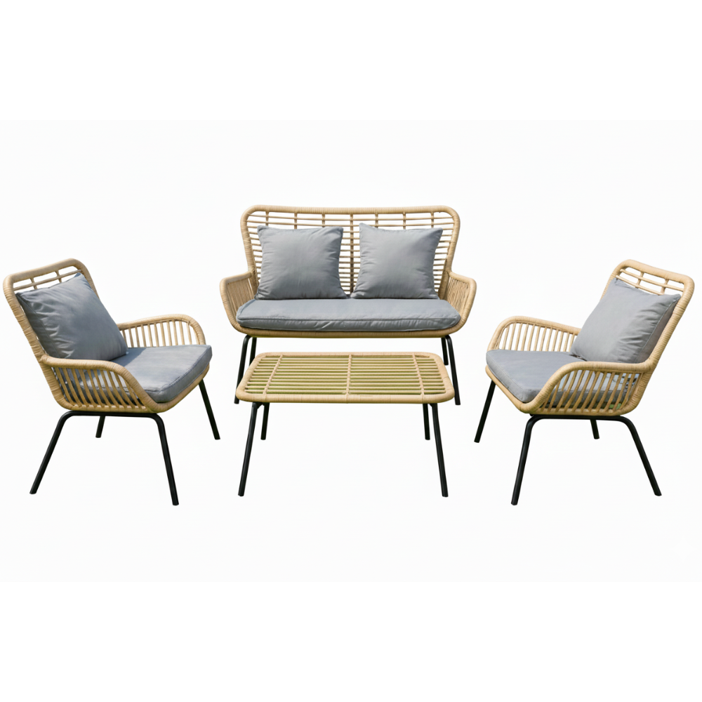 Patio Elegant Rattan 4-Piece Outdoor Seating Set