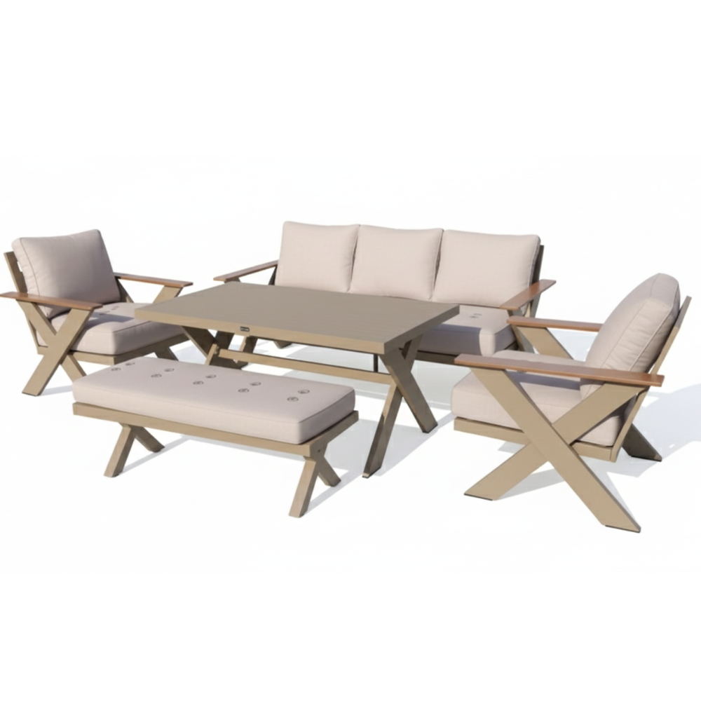 Patio Outdoor Comfort Collection: Sofa, Chairs & Table
