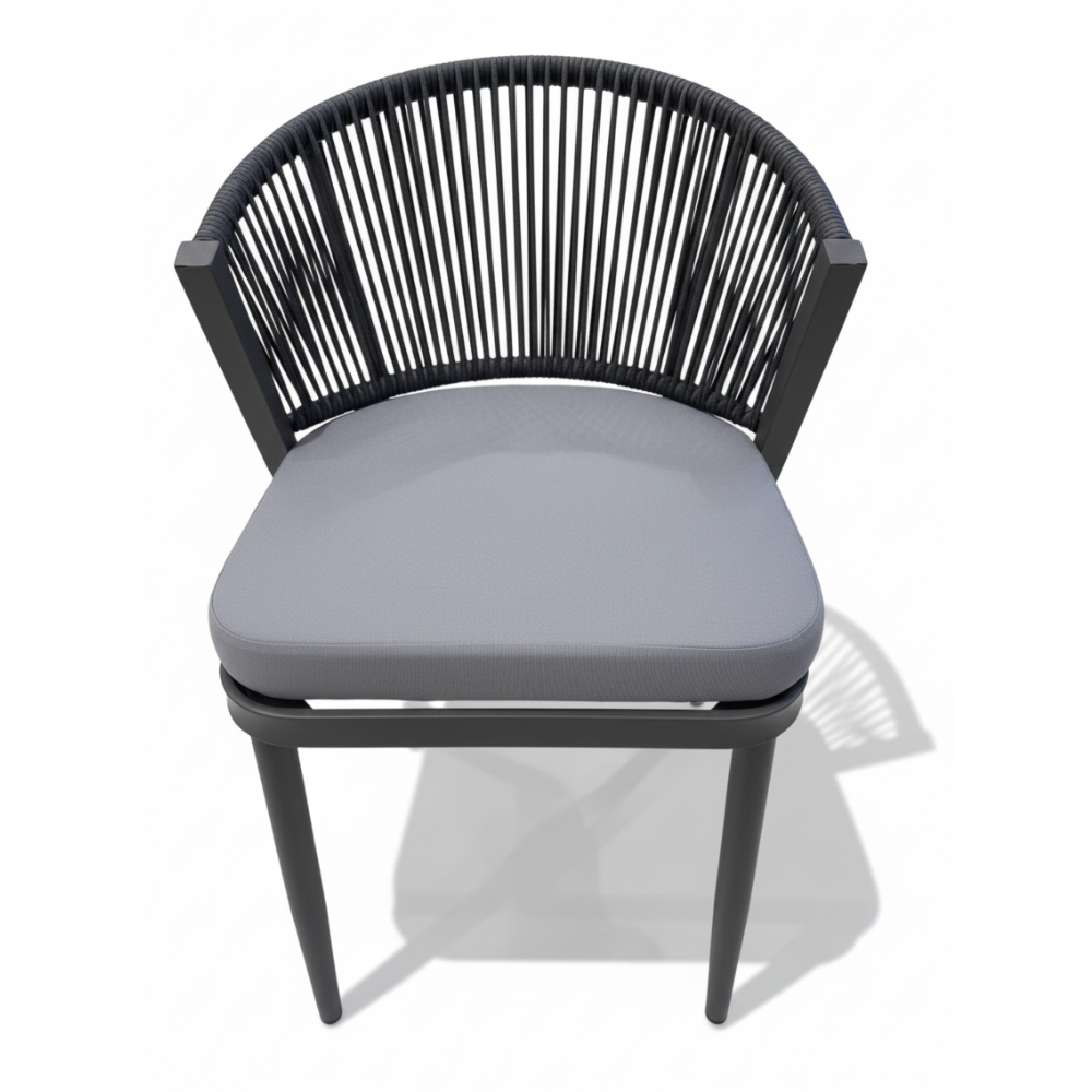 Patio Modern Rope Outdoor Dining Chair Aluminum Frame & Weather-Resistant Cushion