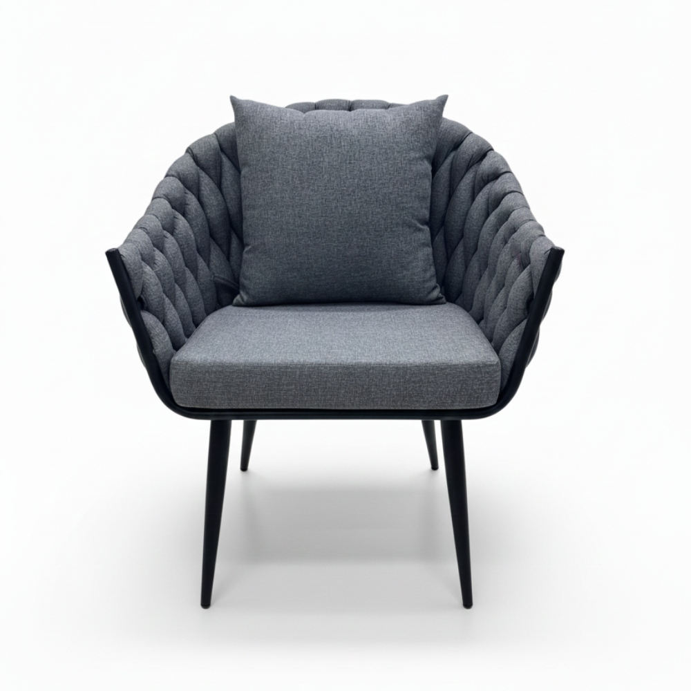 Patio Modern Grey Braided Armchair