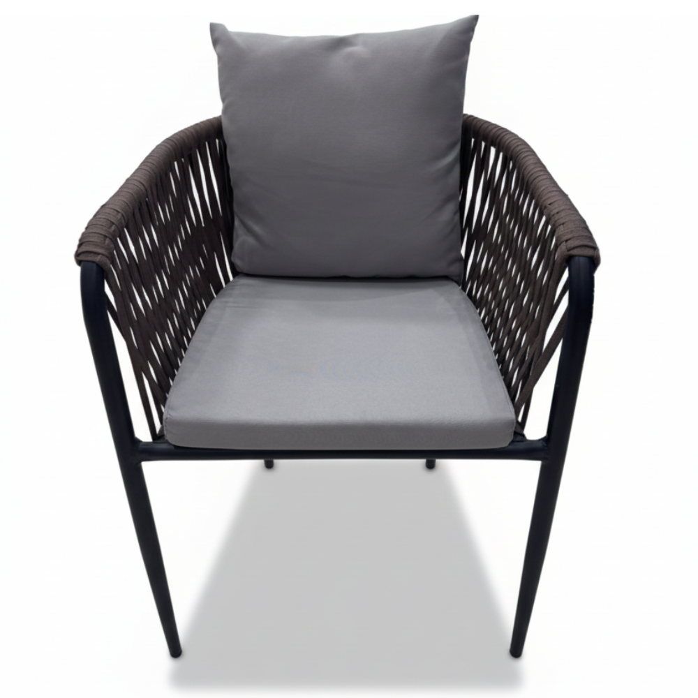 Patio Elegant Rope-Design Outdoor Armchair