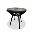 Patio Modern Woven Accent Table with Glass Top