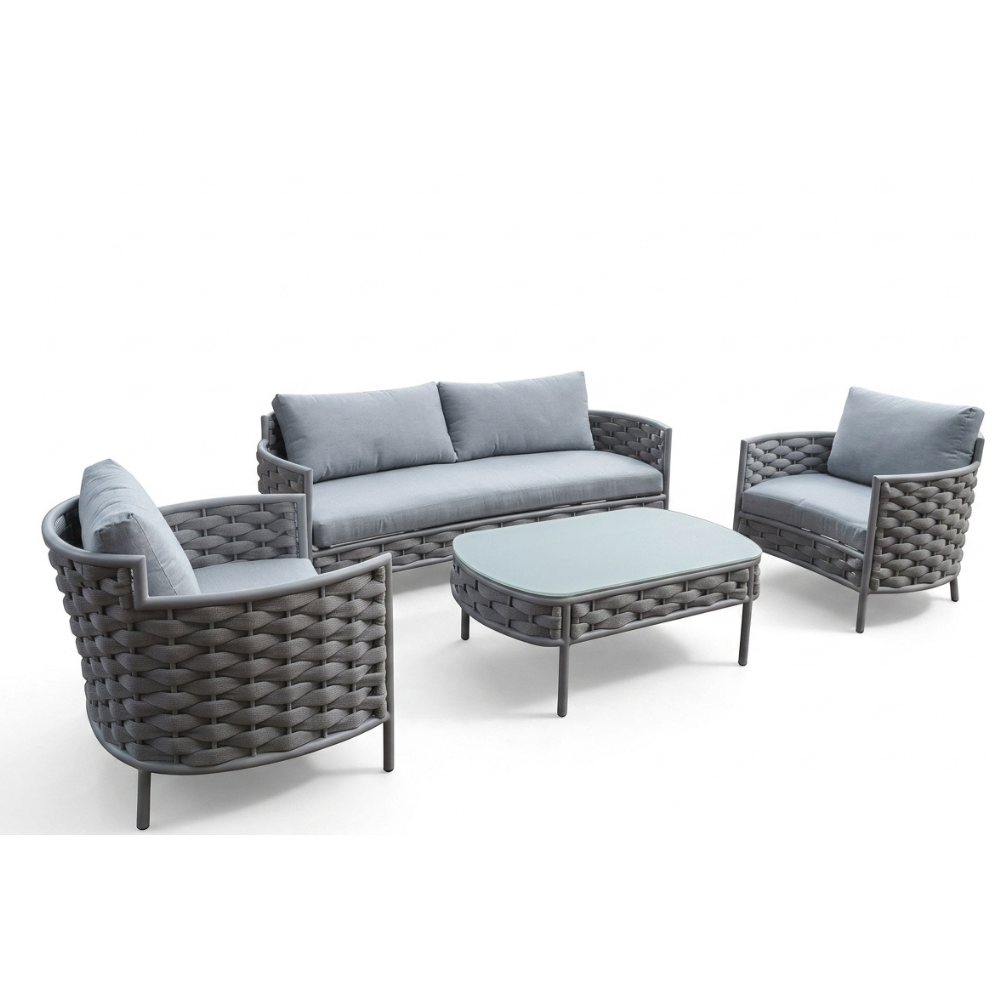 Patio 5-Seater Aluminum Outdoor Sofa Set with Coffee Table