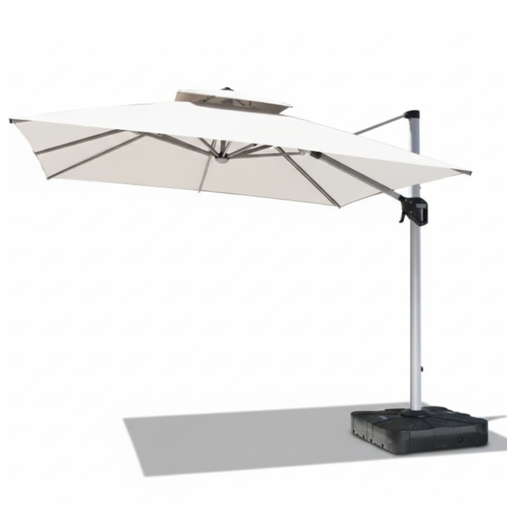 Patio 3x3m Cantilever Outdoor Umbrella with Solar LED Lights - White