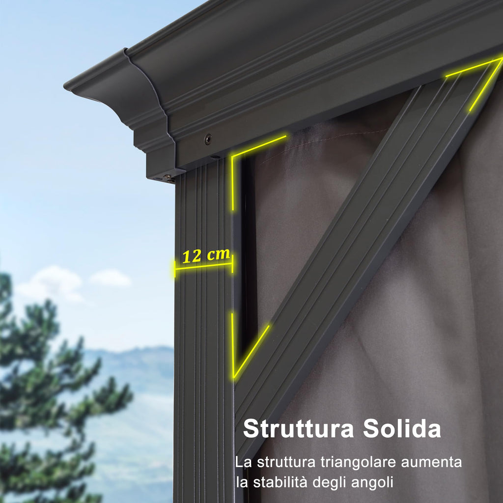 Verona Double-Roof Aluminium Gazebo — 6 x 3.65m Outdoor Gazebo with Curtains & Mosquito Net