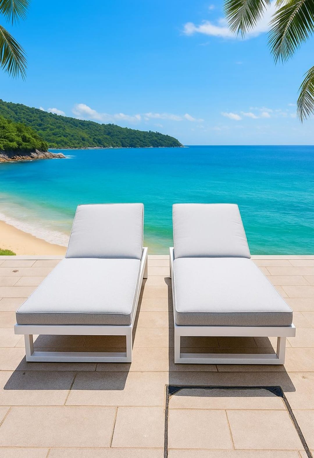 Patio Modern Aluminum Outdoor Sunbed with Cushions (1 Sunbed Only)