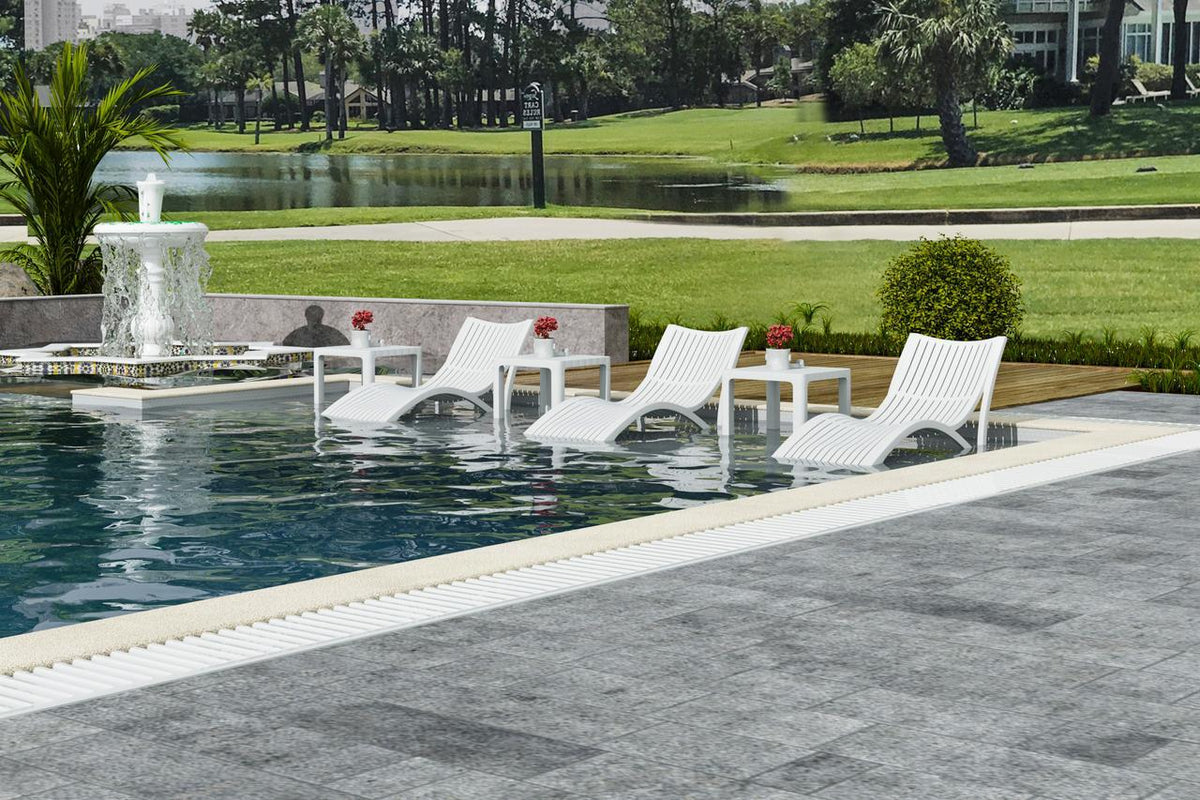 Patio White Resin In-Pool Curved Lounger